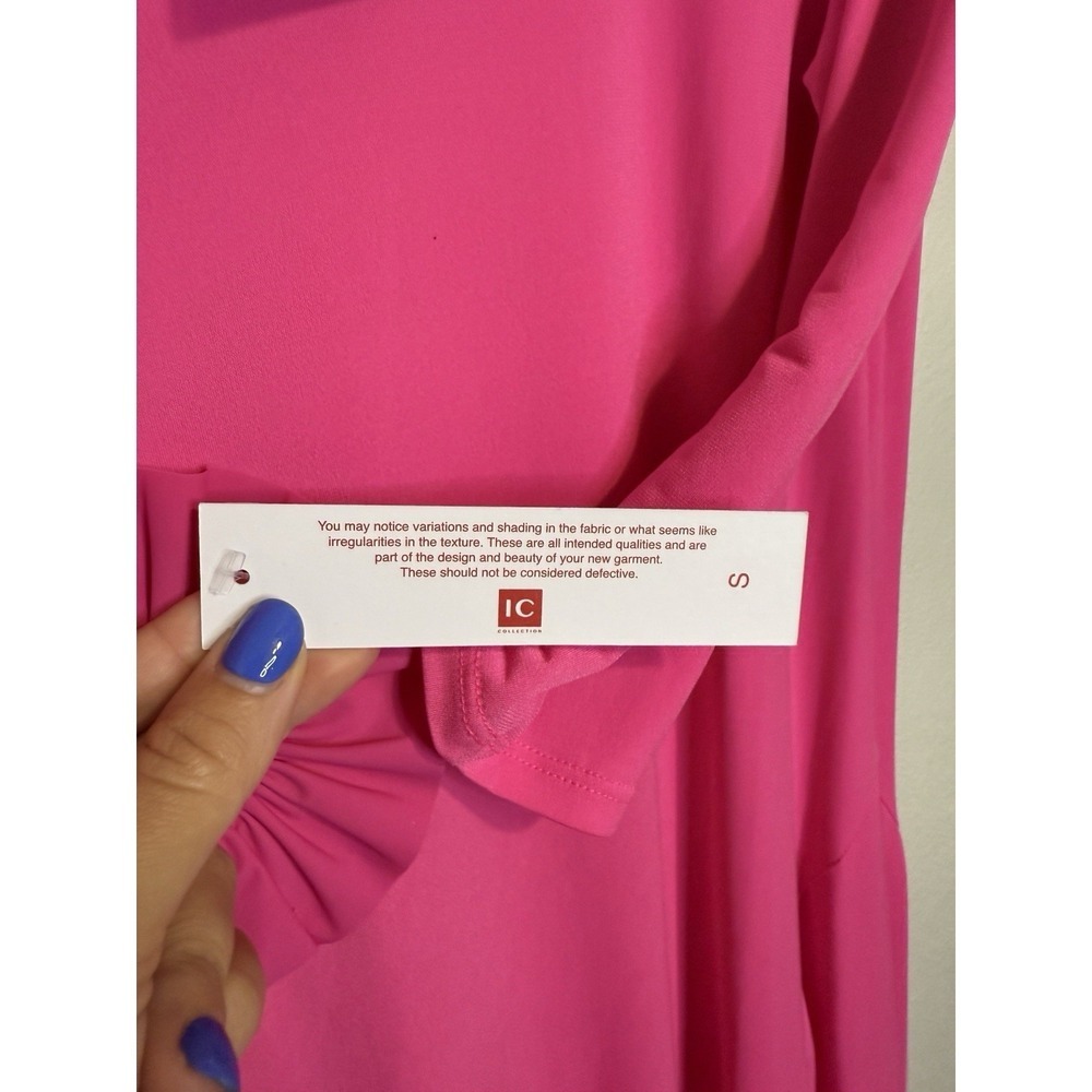IC COLLECTION Asymmetrical Hem Dress- 6153D Pink $208 Valentines Easter Small - Picture 3 of 6